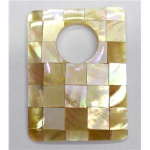 Paua Abalone shell pendant, rectangle, approx 30x40mm [SHEAB114]