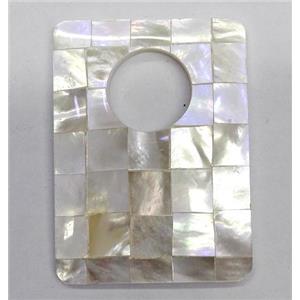 Paua Abalone shell pendant, rectangle, approx 30x40mm [SHEAB116]