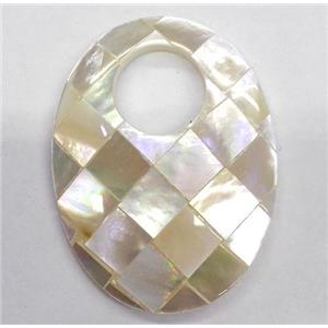 Paua Abalone shell pendant, oval, approx 30x40mm [SHEAB117]