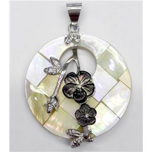 Paua Abalone shell pendant, round, approx 40mm dia [SHEAB120]