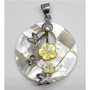 Paua Abalone shell pendant, round, approx 40mm dia [SHEAB121]