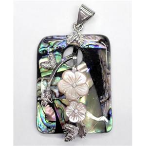 Paua Abalone shell pendant, rectangle, approx 30-40mm [SHEAB124]
