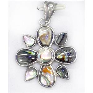 Paua Abalone shell pendant, approx 35x35mm [SHEAB133]