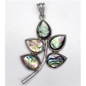 Paua Abalone shell pendant, leaf, approx 30-50mm [SHEAB165]