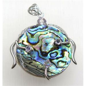 Paua Abalone shell pendant, approx 40mm [SHEAB169]