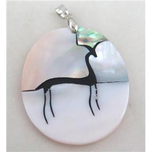 Paua Abalone shell pendant, approx 43x53mm [SHEAB66]