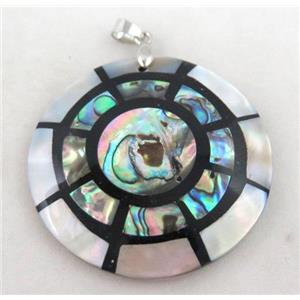 Paua Abalone shell pendant, approx 50mm dia [SHEAB69]