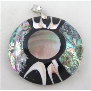 Paua Abalone shell pendant, approx 48mm dia [SHEAB70]