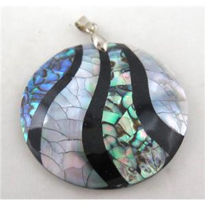 Paua Abalone shell pendant, approx 50mm dia [SHEAB71]