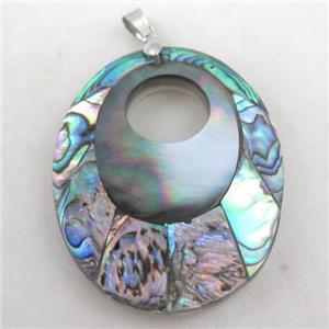 Paua Abalone shell pendant, approx 43x53mm [SHEAB73]