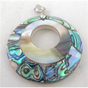 Paua Abalone shell pendant, approx 48mm dia [SHEAB74]
