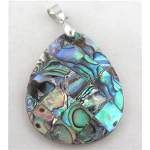 Paua Abalone shell pendant, approx 30x40mm [SHEAB77]