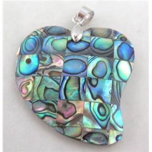 Paua Abalone shell pendant, approx 37x38mm [SHEAB79]
