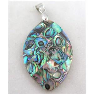 Paua Abalone shell pendant, approx 25x42mm [SHEAB82]