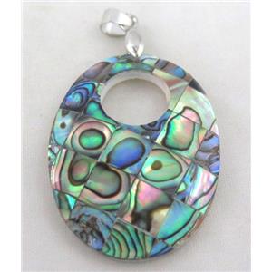 Paua Abalone shell pendant, approx 30x40mm [SHEAB86]