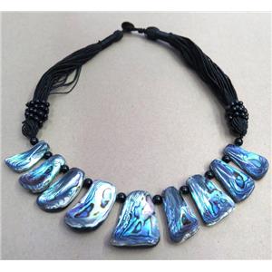 Paua Abalone shell necklace collar, approx 30-50mm [SHEAB94]