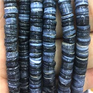 Shell heishi beads, black dye, approx 5-6mm, 2-2.5mm thickness [SHEMP106]