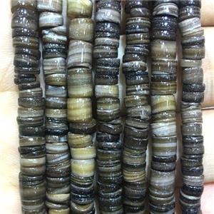 Shell heishi beads, coffee, approx 5-6mm, 2-2.5mm thickness [SHEMP113]