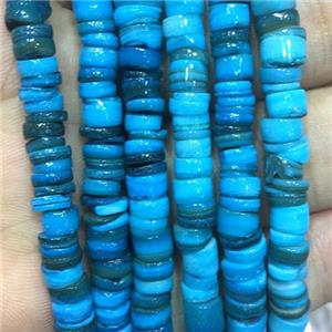 Shell heishi beads, blue dye, approx 5-6mm, 2-2.5mm thickness [SHEMP115]