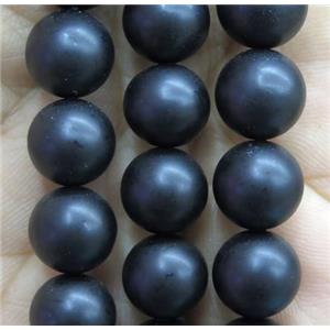 black matte pearlized shell beads, round, approx 12mm dia [SHEPL085-12MM]