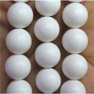 matte round white pearlized shell beads, approx 12mm dia [SHEPL086-12MM]