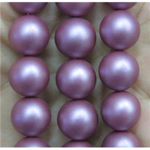 matte pearlized shell beads, round, purple, approx 12mm dia [SHEPL087-12MM]