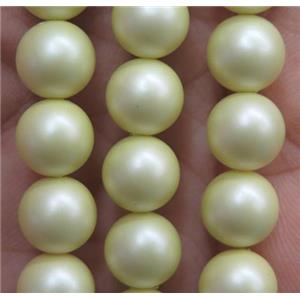 matte pearlized shell beads, round, yellow, approx 12mm dia [SHEPL090-12MM]