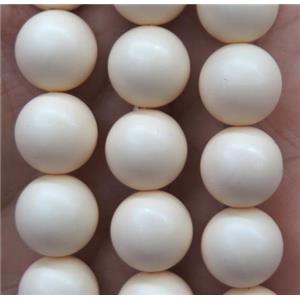 matte pearlized shell beads, round, approx 12mm dia [SHEPL096-12MM]