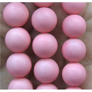 pink matte pearlized shell beads, round, approx 6mm dia [SHEPL097-6MM]
