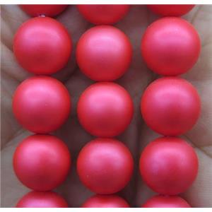 red matte pearlized shell beads, round, approx 8mm dia [SHEPL098-8MM]