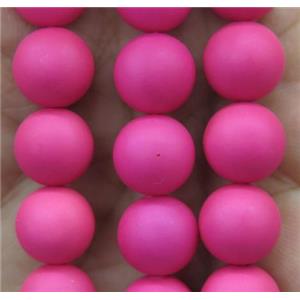 matte pearlized shell beads, round, hotpink, approx 6mm dia [SHEPL100-6MM]