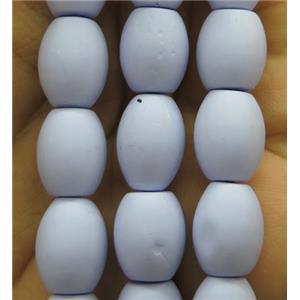 matte pearlized shell beads, barrel, gray purple, approx 9x13mm [SHEPL104]
