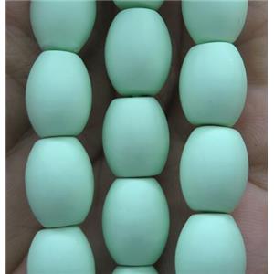 matte pearlized shell beads, barrel, green, approx 9x13mm [SHEPL105]