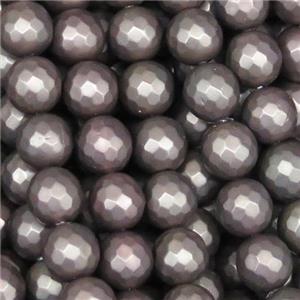 matte pearlized shell beads, chocolate, faceted round, approx 6mm dia [SHEPL106-6MM]