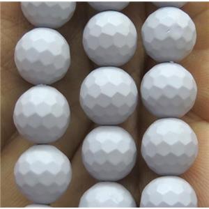 matte pearlized shell bead, faceted round, approx 12mm dia [SHEPL108-12MM]