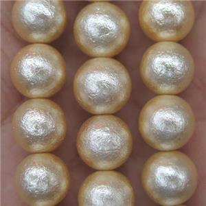 round Pearlized Shell Beads, rough, yellow, approx 8mm dia [SHEPL125-8MM]