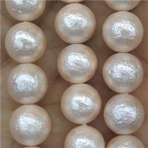 round Pearlized Shell Beads, rough, approx 12mm dia [SHEPL126-12MM]