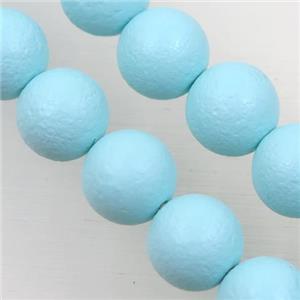 round matte aqua pearlized shell beads, approx 12mm dia [SHEPL138-12MM]