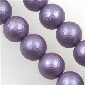 round matte purple pearlized shell beads, approx 8mm dia [SHEPL141-8MM]