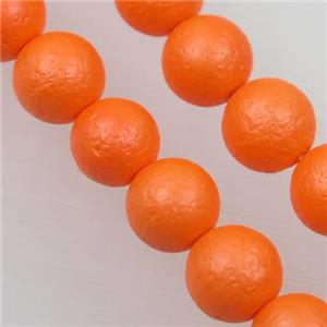 round matte nacarat pearlized shell beads, approx 12mm dia [SHEPL144-12MM]