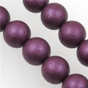 round matte purple pearlized shell beads, approx 8mm dia [SHEPL151-8MM]