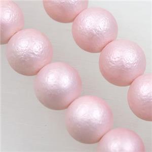 round matte lt.pink pearlized shell beads, approx 12mm dia [SHEPL154-12MM]