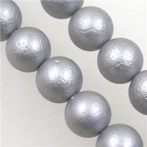 round matte gray pearlized shell beads, approx 12mm dia [SHEPL156-12MM]