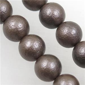 round matte coffee pearlized shell beads, approx 12mm dia [SHEPL157-12MM]
