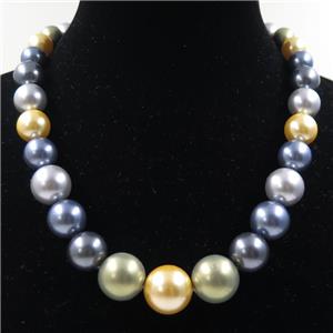 Pearlized Shell graduated Beads, round, mix color, approx 8-16mm [SHEPL159]