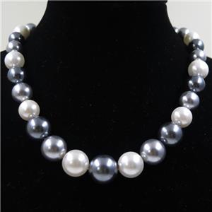 Pearlized Shell graduated Beads, round, mix color, approx 8-16mm [SHEPL161]