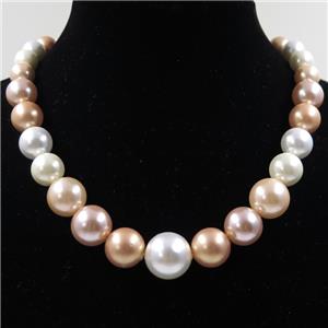 Pearlized Shell graduated Beads, round, mix color, approx 8-16mm [SHEPL162]