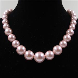 pink Pearlized Shell graduated Beads, round, approx 8-16mm [SHEPL167]