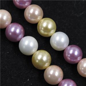 round Pearlized Shell Beads, mixed color, approx 8mm dia [SHEPL186-8MM]