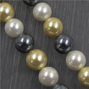 round Pearlized Shell Beads, mixed color, approx 6mm dia [SHEPL189-6MM]